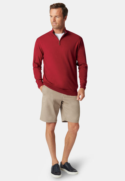 Sussex Claret 12 Gauge Luxury Cotton Merino Zip Neck Jumper