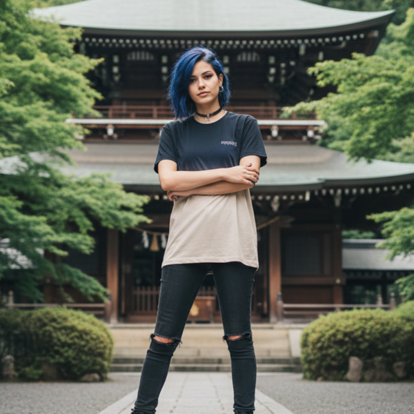 IROASETA / Navy & Ecru Ombre T-shirt