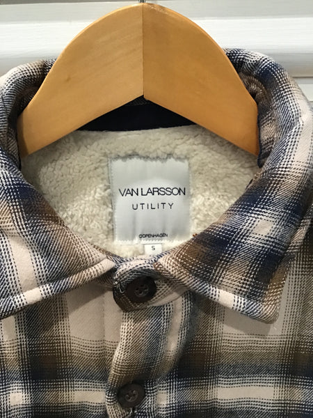 Borg Lined Check Shacket STONE