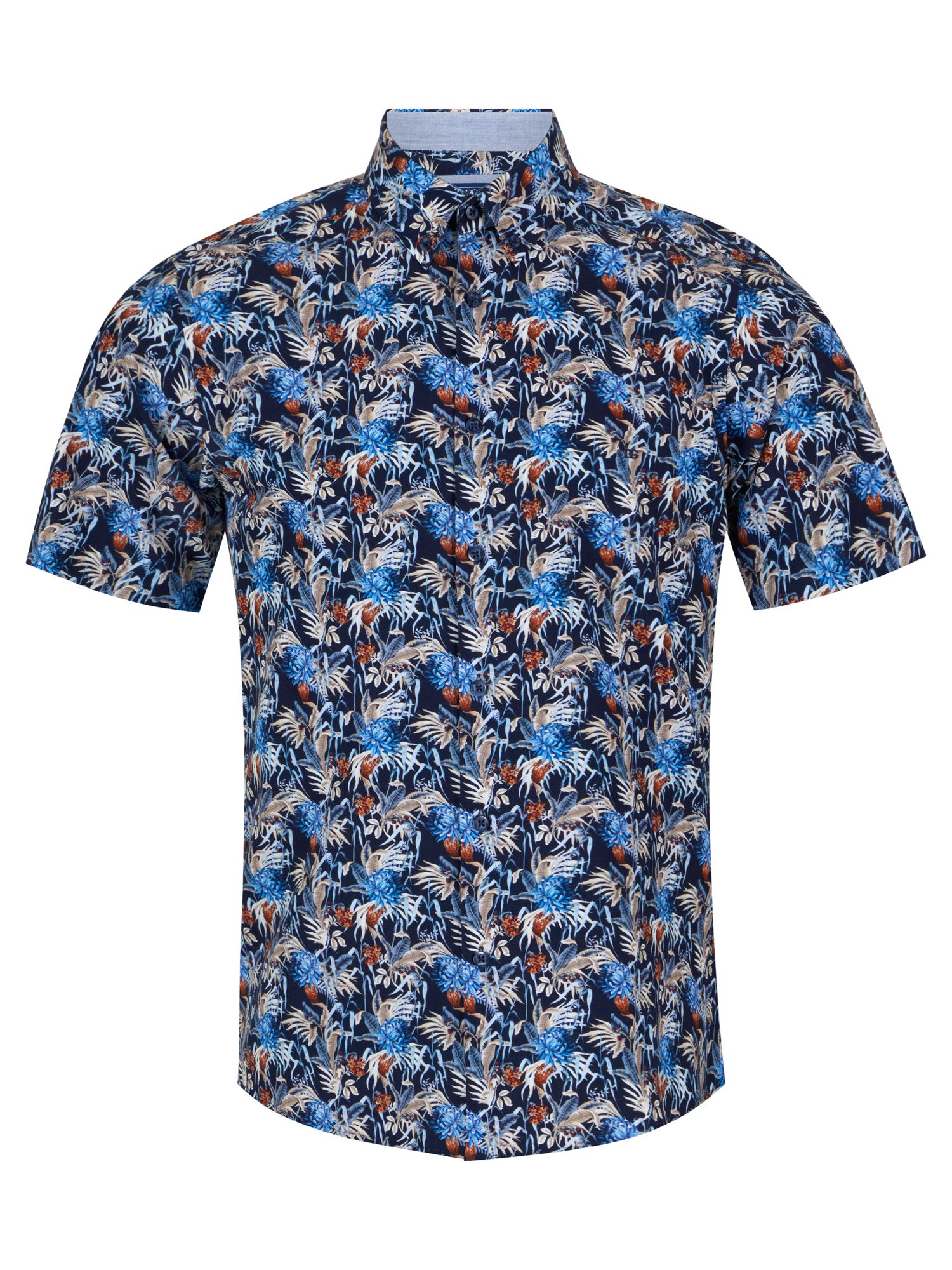 Floral Short Sleeved Shirt - Navy