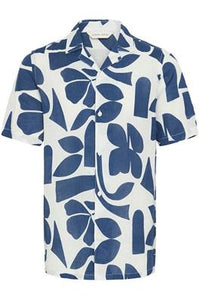 Weston Linen Mix S/S Shirt - Navy White