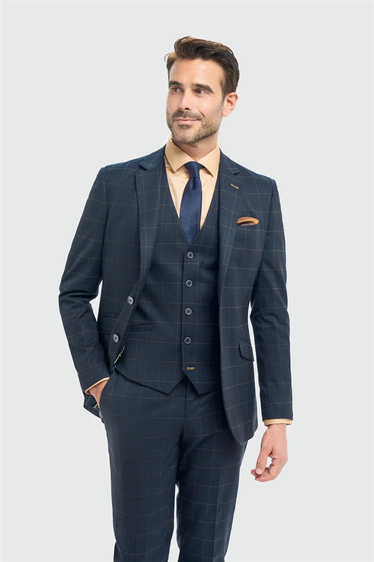 Torino Check Navy Blazer