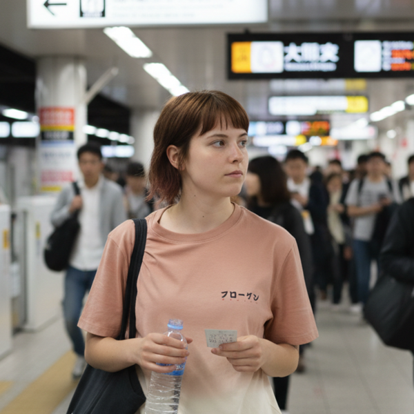 IROASETA / Coral & Ecru Ombre T-shirt