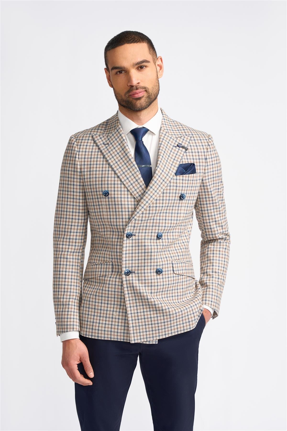 Sergio Double Breasted Blazer - Beige