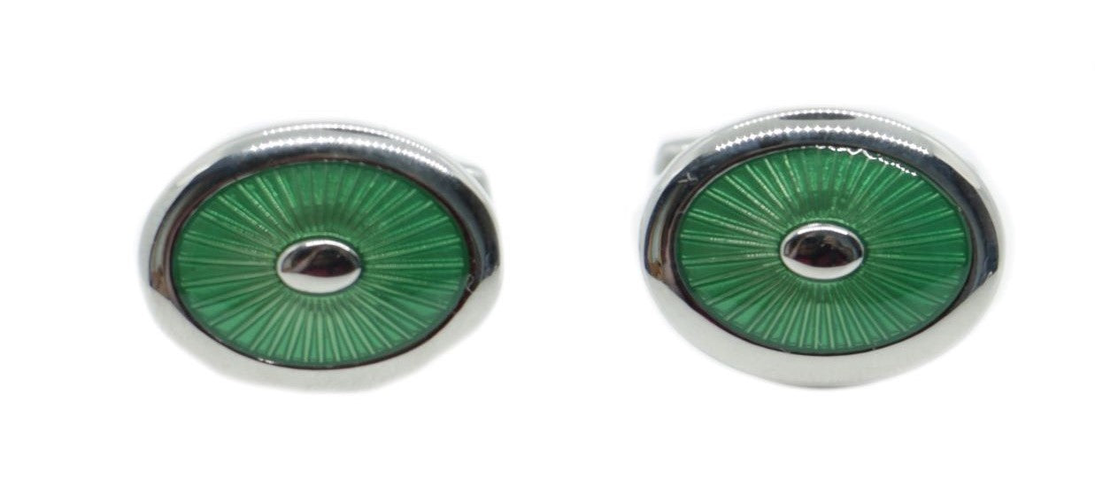 Green Enamel Oval Cufflinks