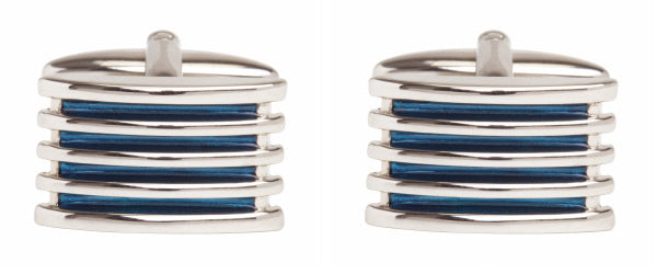 Blue 4-rib Enamel Cufflinks