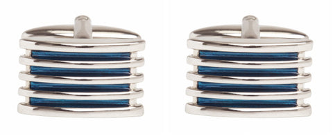 Blue 4-rib Enamel Cufflinks