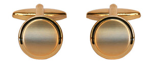 Shiny/Brushed Round Gold Plated Cufflinks