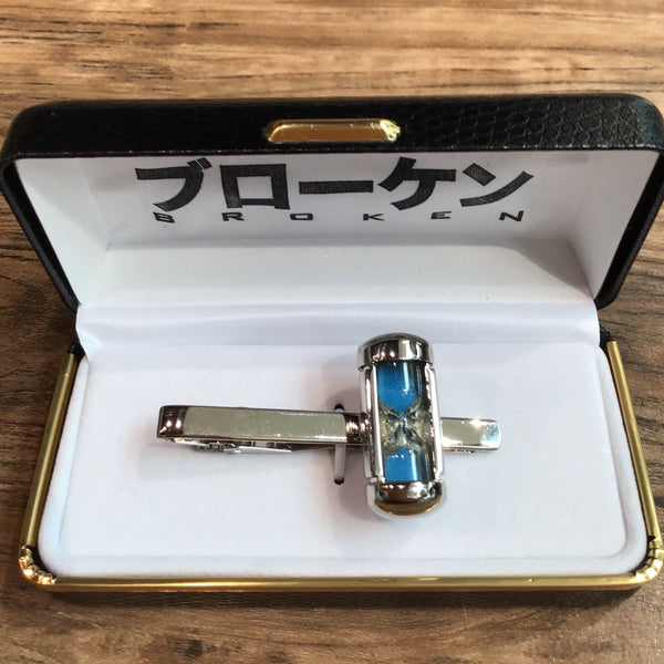 Blue Sand Timer Tie Slide
