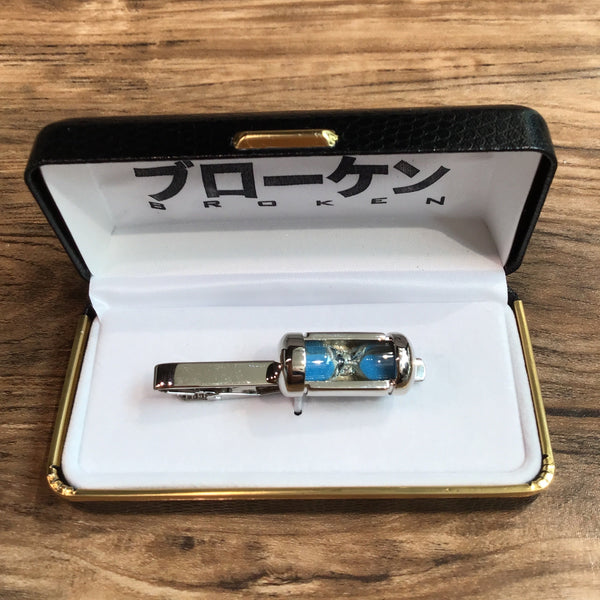 Blue Sand Timer Tie Slide