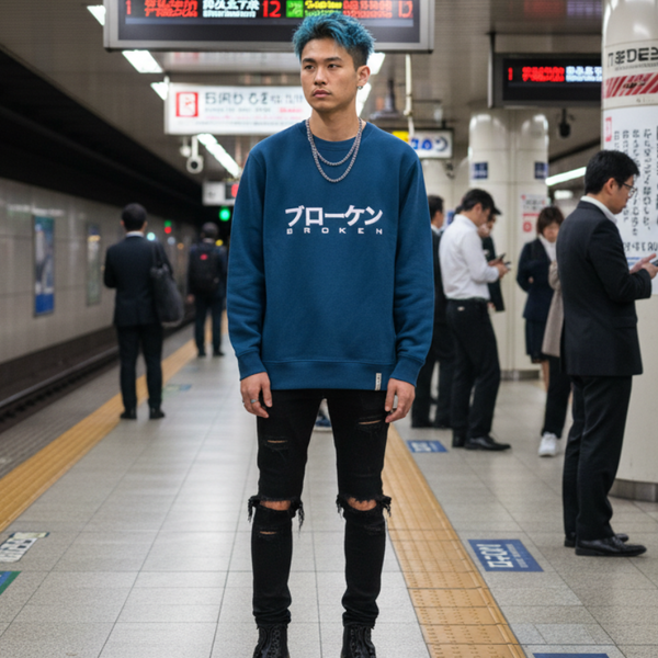 KIHON-TEKINA / Peacock Blue Sweatshirt
