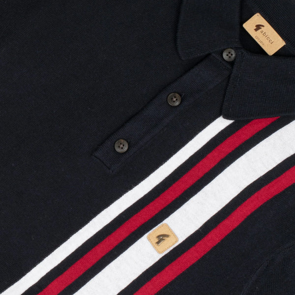 Gabicci Side Stripe Knitted Polo - Navy