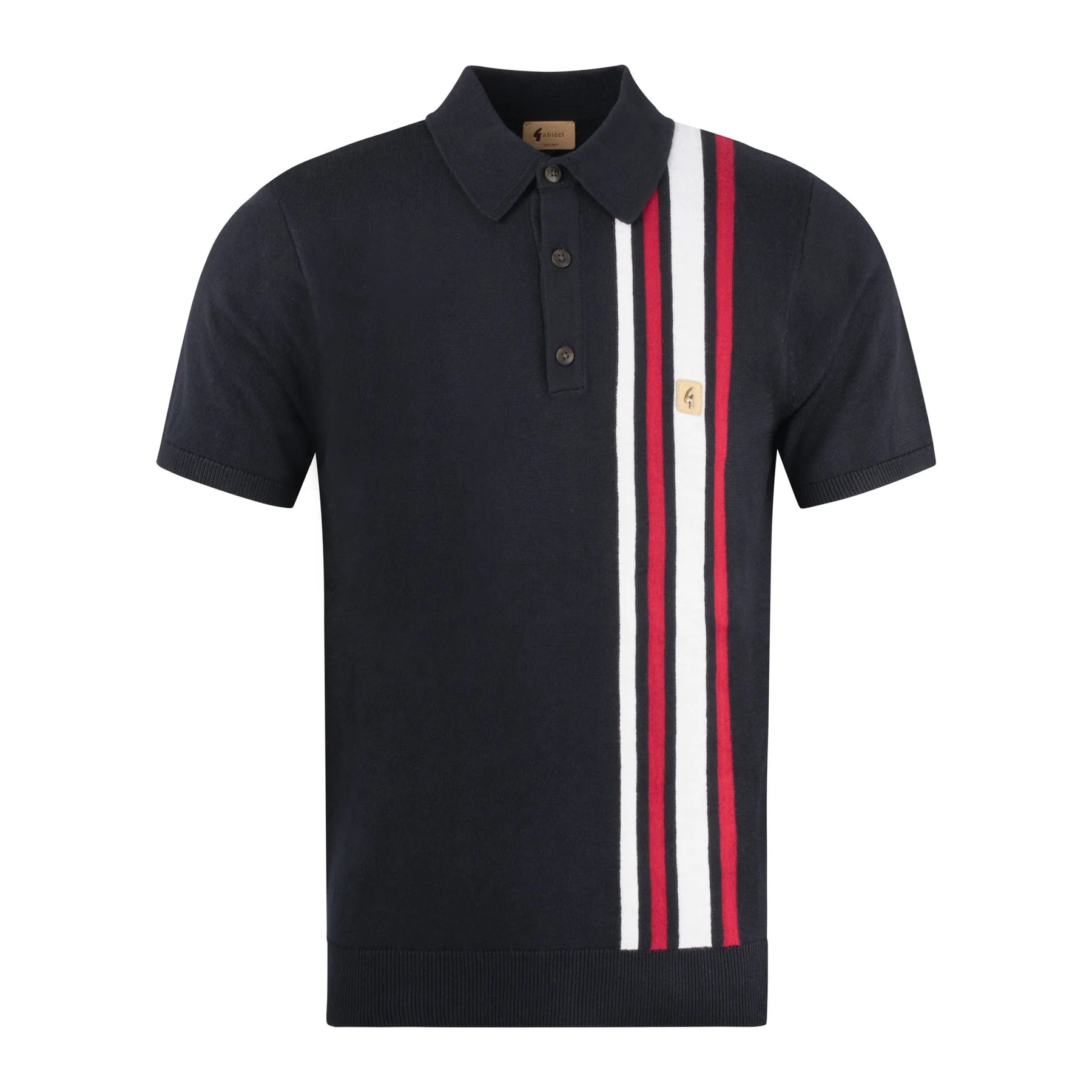 Gabicci Side Stripe Knitted Polo - Navy