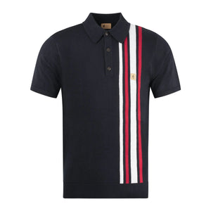 Gabicci Side Stripe Knitted Polo - Navy