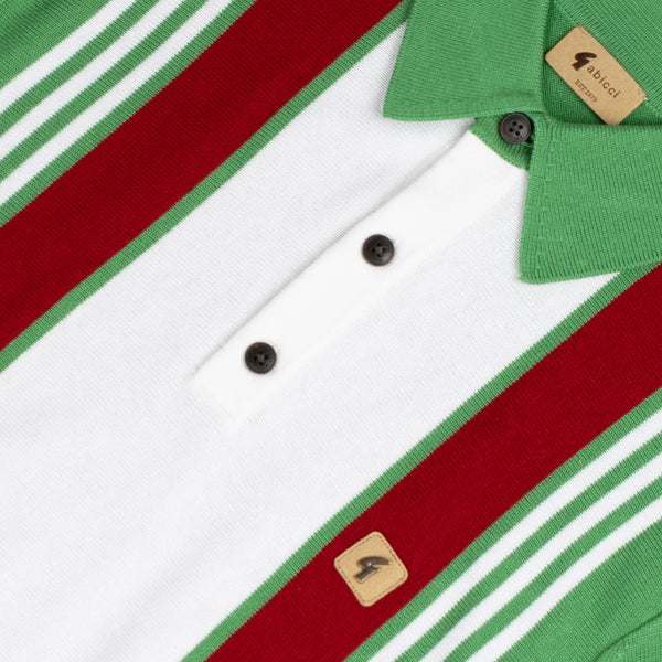 Gabicci Knitted Multi Stripe Polo - Verde