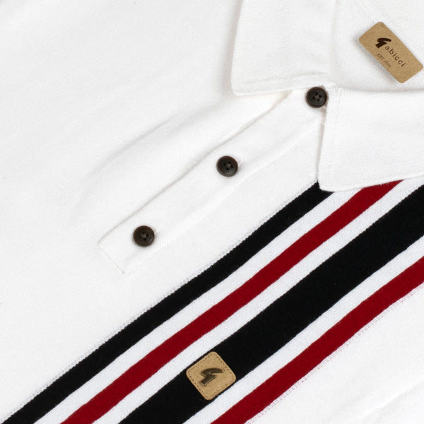 Gabicci Side Stripe Knitted Polo - White
