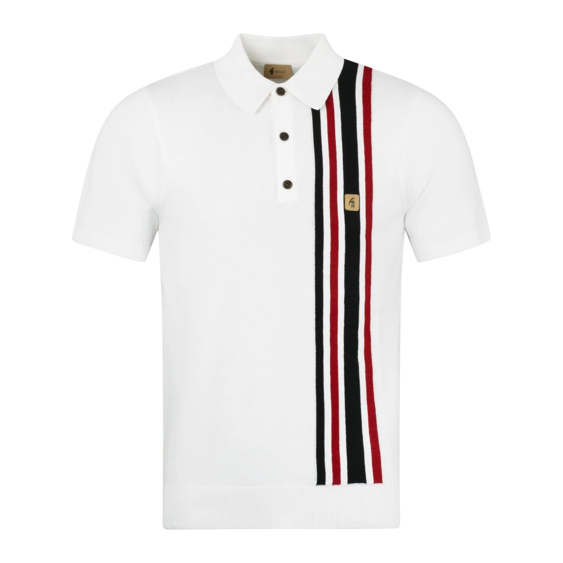Gabicci Side Stripe Knitted Polo - White