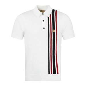 Gabicci Side Stripe Knitted Polo - White