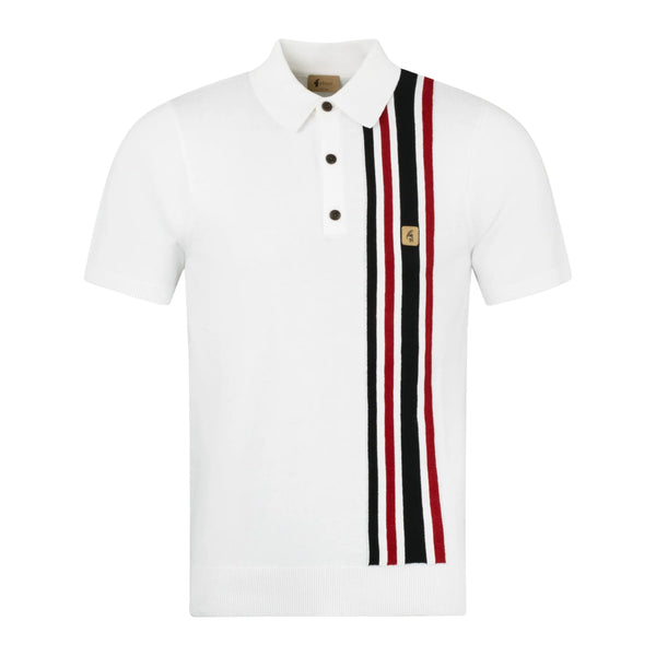 Gabicci Side Stripe Knitted Polo - White