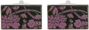 Black & Purple Floral Cufflinks