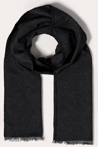 Black Wool Tweed Scarf