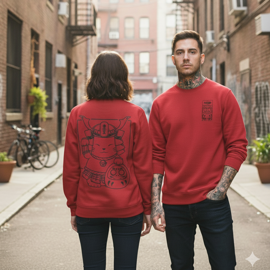 MANEKI NEKO Organic Cotton Sweatshirt Red