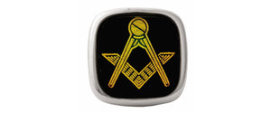 Masonic Onyx Cushion Rhodium Tie Tac