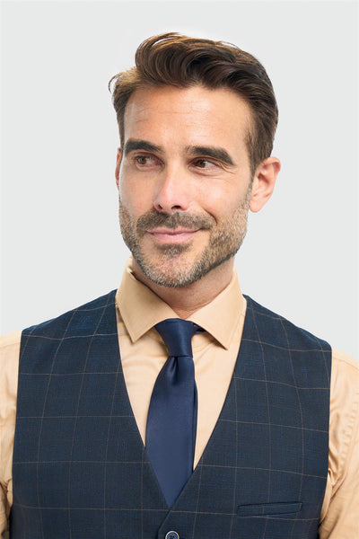 Torino Check Navy Waistcoat