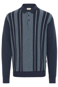 Bertil Long Sleeved Striped Knit Polo