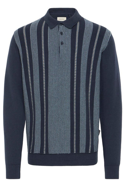Bertil Long Sleeved Striped Knit Polo