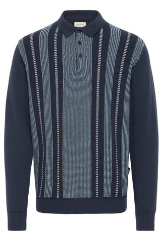 Bertil Long Sleeved Striped Knit Polo