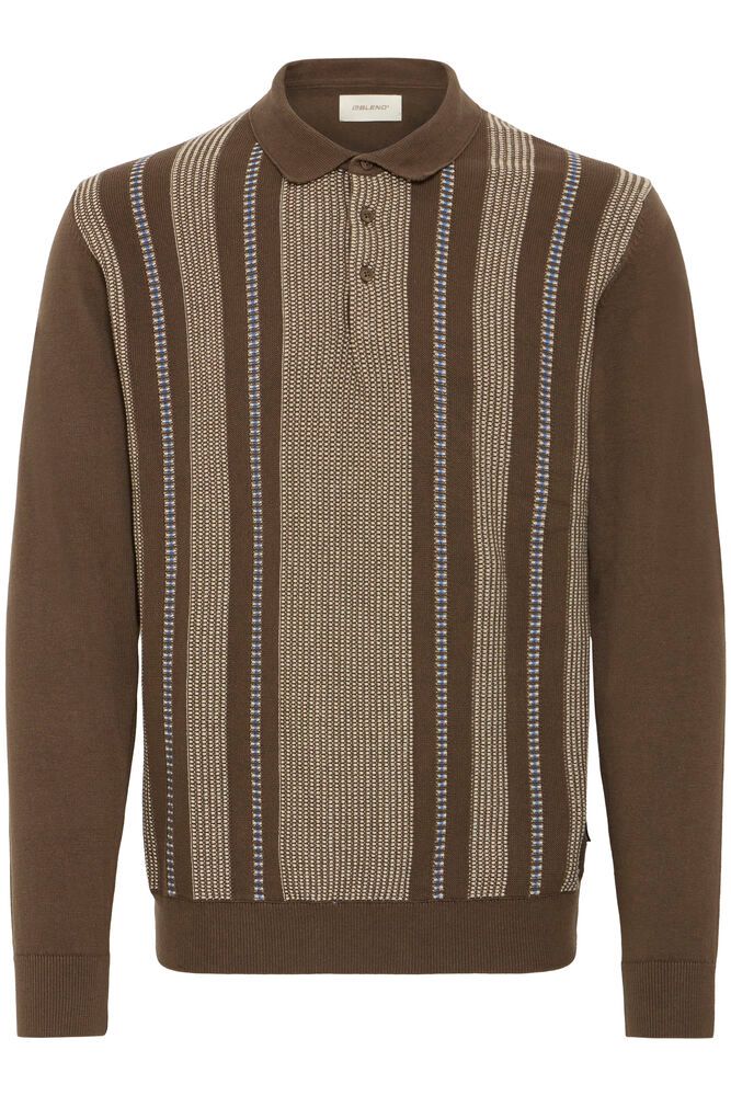 Bertil Long Sleeved Striped Knit Polo