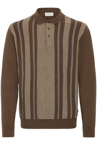 Bertil Long Sleeved Striped Knit Polo