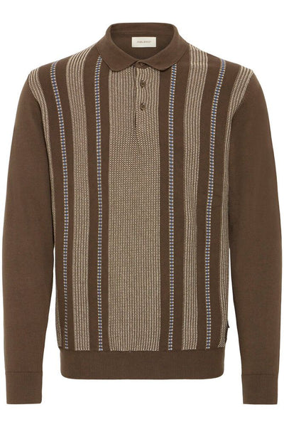Bertil Long Sleeved Striped Knit Polo