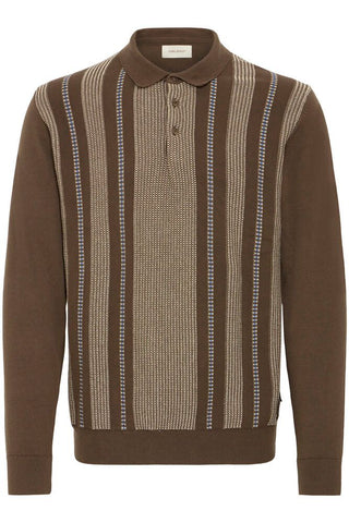 Bertil Long Sleeved Striped Knit Polo