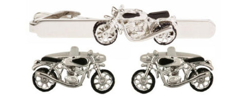 Motorbike Cufflink and Tie Clip Boxed Set
