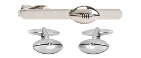 Rugby Ball Cufflink & Tie Slide Set