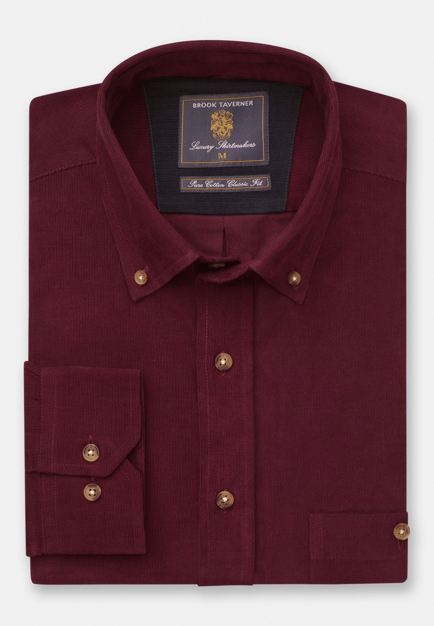 Wine Fine Needle Cord Shirt