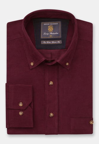 Wine Fine Needle Cord Shirt