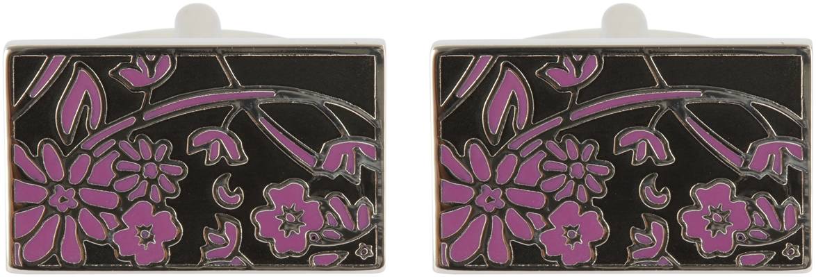 Black & Purple Floral Cufflinks