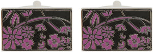 Black & Purple Floral Cufflinks