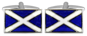 Scottish Flag Rhodium Plated Cufflinks
