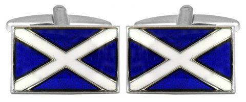 Scottish Flag Rhodium Plated Cufflinks