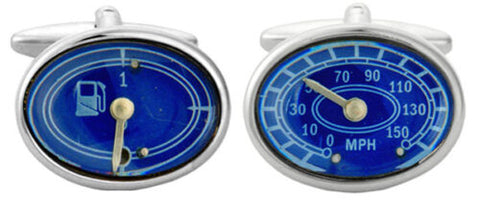 Speedo & Fuel Gauge Rhodium Plated Cufflinks