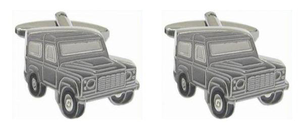 Grey Land Vehicle (Defender) Rhodium Plated Cufflinks