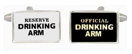Drinking Arm Rhodium Plated Cufflinks