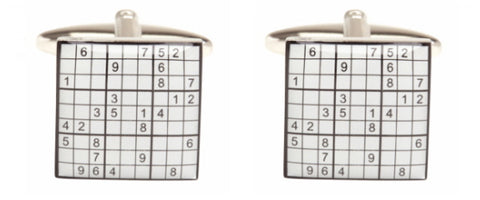 Sudoku Rhodium Plated Cufflinks