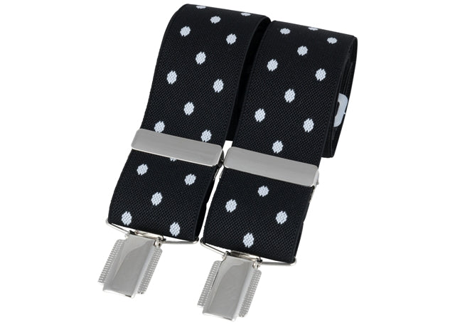 Black White Spot 33mm Silver Clip Braces