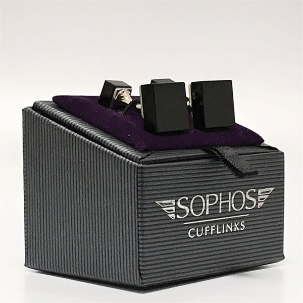 Side on Black Square Cuff Studs