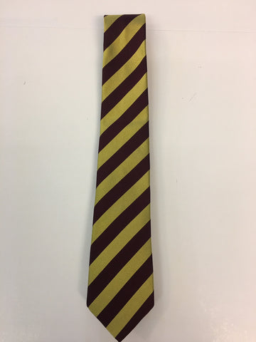 Burgundy and gold diagonal block stripe silk tie